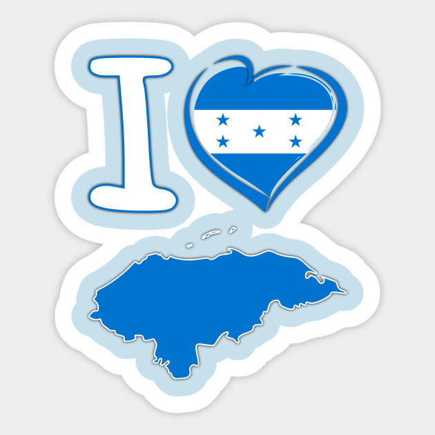 I love Honduras. Honduran flag in the shape of a heart. country map I